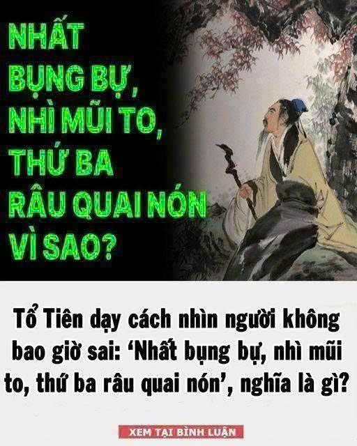 ‘Nhất bụng bự, nhì mũi to, thứ ba râu quai nón’, có nghĩa là gì?